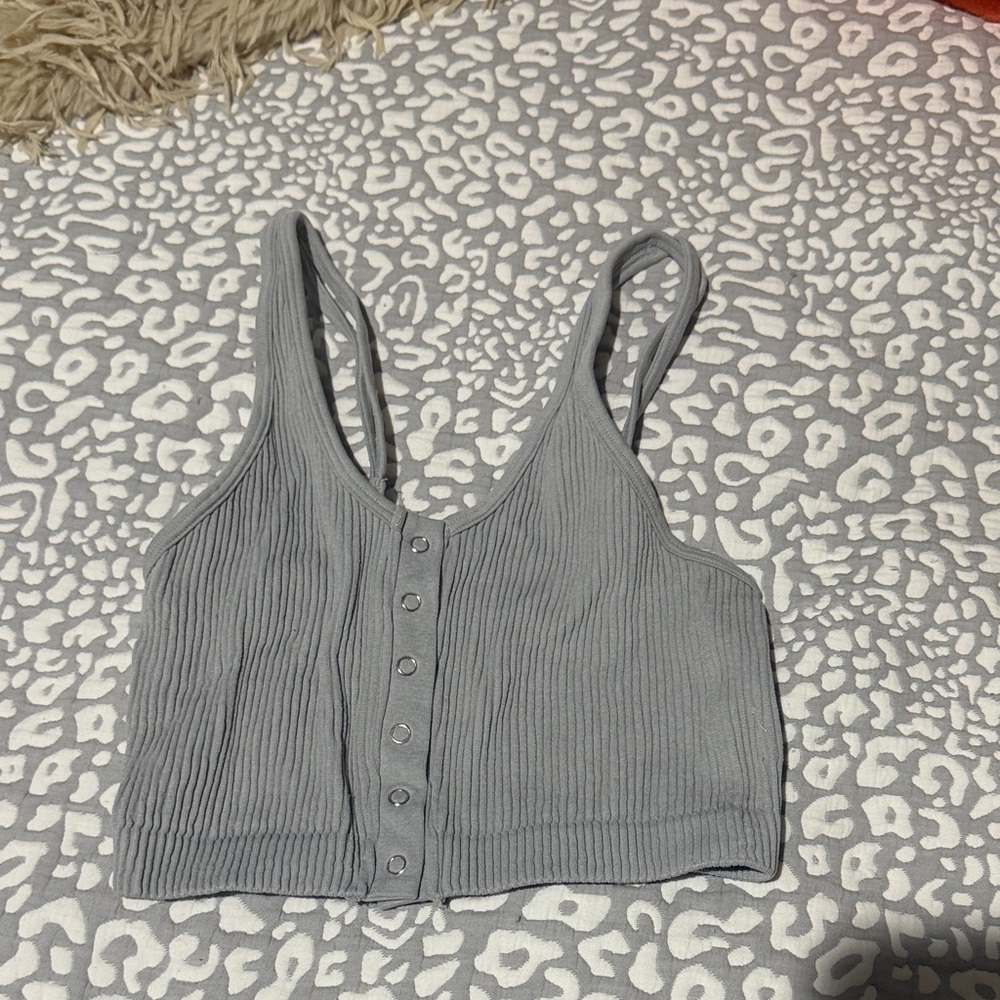 Aerie Stylish Gray Ribbed Women's Crop Top